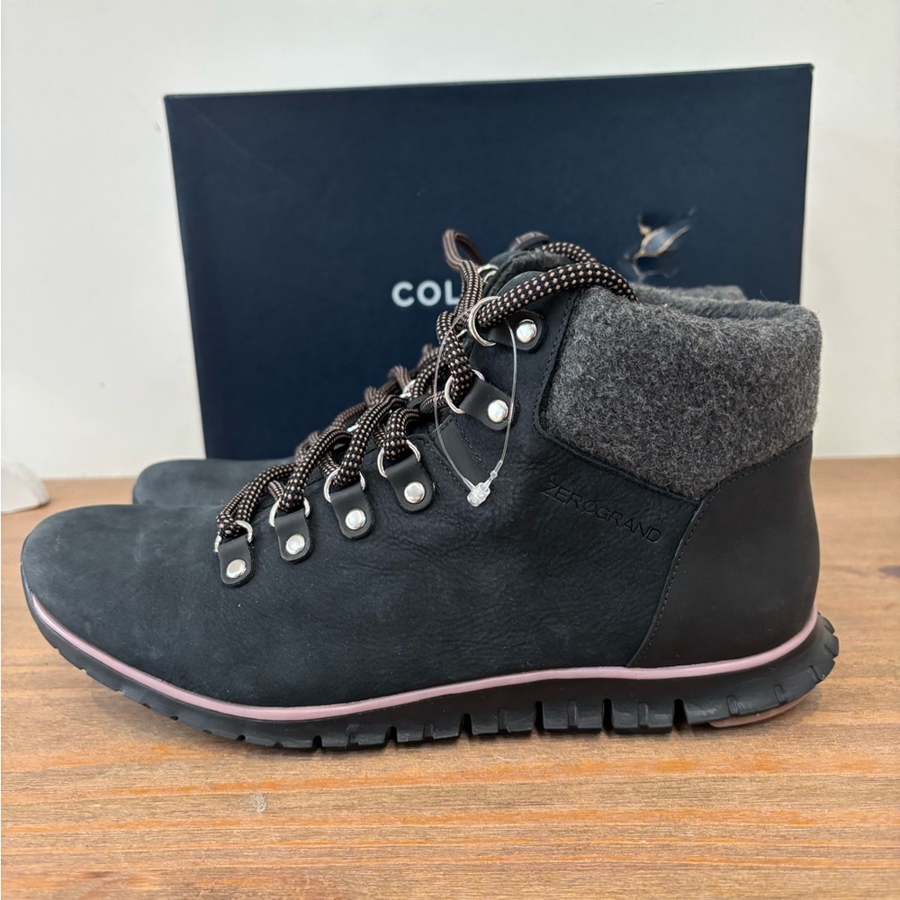 Cole Haan Black Lace Up Boots - Picture 4 of 8